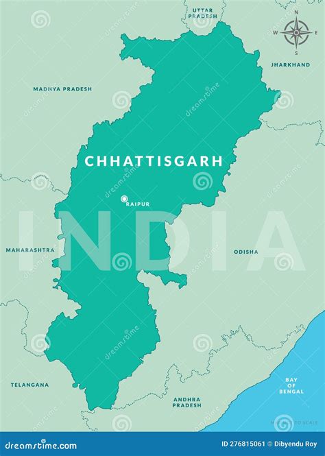 State Of Chhattisgarh India With Capital City Raipur Hand Drawn Map Cartoon Vector ...