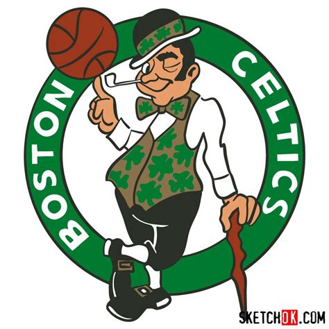 How to draw The Boston Celtics logo - Sketchok easy drawing guides