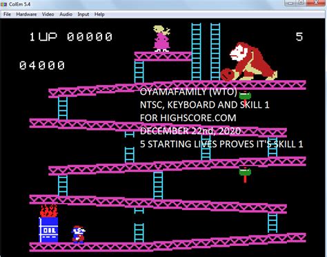 Donkey Kong (Colecovision Emulated) high score by oyamafamily