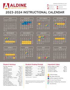 Aldine Independent School District Calendar 2023-2024 in PDF