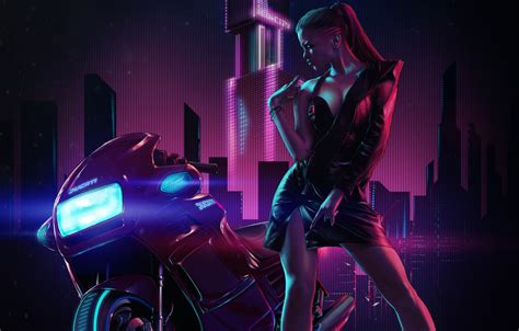 Wallpaper Girl, Night, Music, Neon, Style, Girl, Motorcycle, Fantasy, Ducati, Style, Night ...