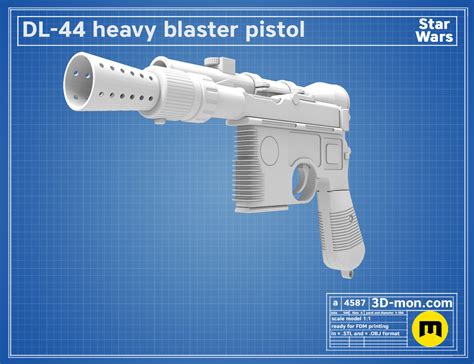 KIT DL-44 BLASTER HAN SOLO STAR WARS REPLICA 3D PRINTING COSPLAY 1:1 FULL | ubicaciondepersonas ...