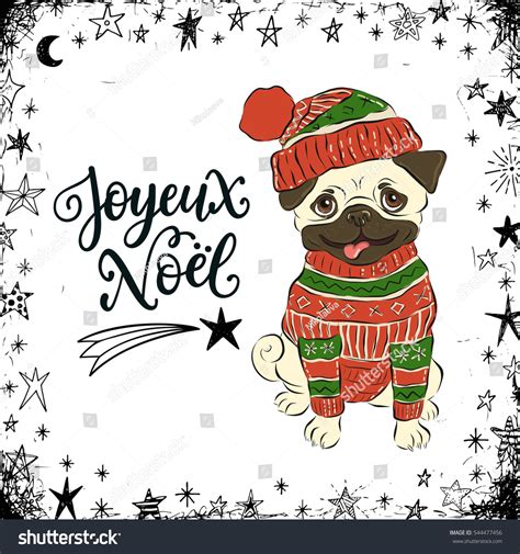 Merry Christmas Card Design Greetings French Stock Vector 544477456 - Shutterstock