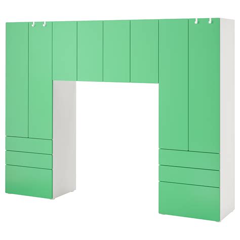 PLATSA/SMÅSTAD storage combination white/green 240x42x181 cm | IKEA Latvija
