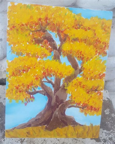 fall tree acrilic painting : r/HappyTrees