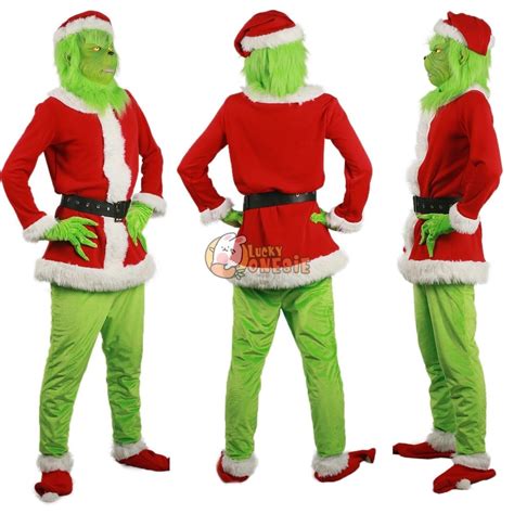 The Grinch Costume Adult Full Sets Halloween Santa Costume Outfit - Luckyonesie