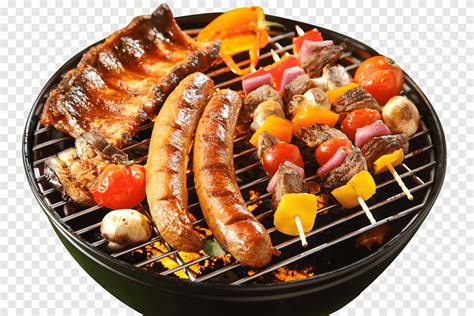 Gril à charbon, saucisse, brochettes png | PNGEgg