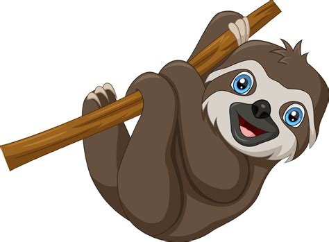 Cute baby sloth cartoon hanging on tree branch 9780851 Vector Art at ...