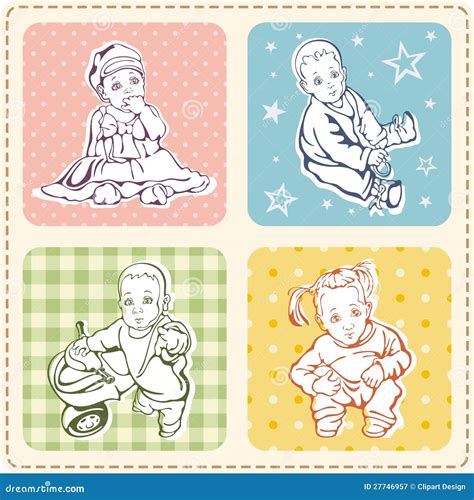 Cute Baby Illustrations Set Stock Vector - Illustration of deco, child: 27746957