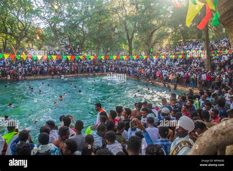 Timkat celebration at Fasilides’ Bath in Gondar Stock Photo - Alamy