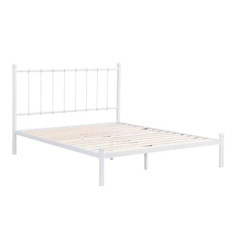 Brookside Phoebe White Metal Frame King Platform Bed with Vertical Bar ...