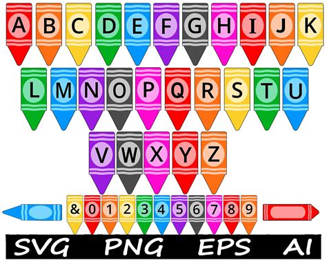 Font Bundle CRAYON Alphabet School Crayons With Letters SVG Files for Cricut - Etsy