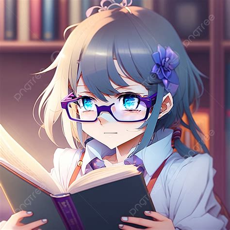 Fondo Anime Kawaii Mujer Con Gafas Leyendo Libro Fondo, Kawaii Animado, Chica Anime, Libro De ...