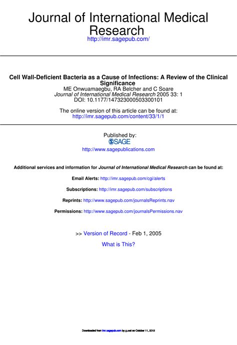 (PDF) Cell Wall-Deficient Bacteria as a Cause of Infections: A Review ...