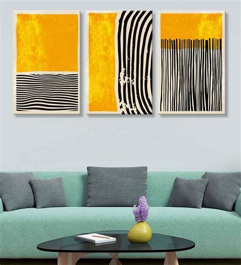 Buy Abstract Black Yellow Canvas Art Print Online - Abstract Art Prints ...