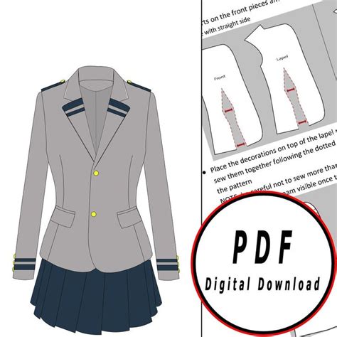 DIY School Uniform 4 Size's Pattern Blueprint Pdf Vector Printable ...