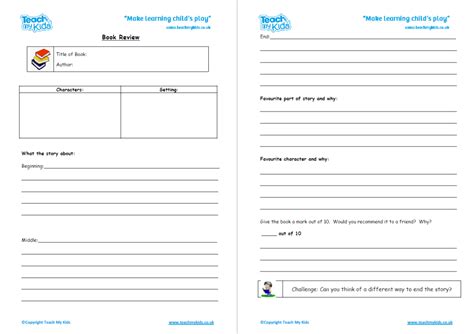 Book review template – 7 of the best resources for KS1 and KS2 English ...