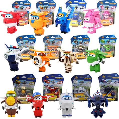 12pcs/lot Super Wings Mini Airplane ABS Robot toys Action Figures Super ...