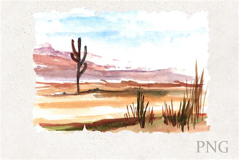 Landscape Desert Watercolor Cactus Graphic by SereginaDoch · Creative Fabrica