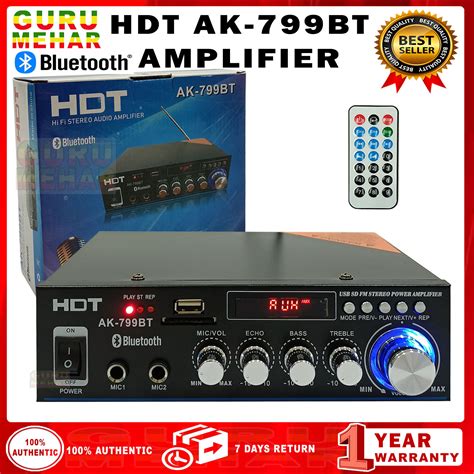 HDT (AK-799BT) - AC/DC Mini Stereo Amplifier (Bluetooth, FM, USB-SD, 2 ...