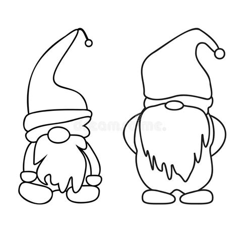 Doodle illustration with gnome outline christmas. Vector gnomes ...