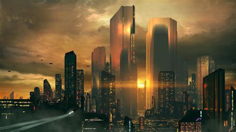 Futuristic Sunset [2560 x 1440] | Cityscape wallpaper, Futuristic city ...