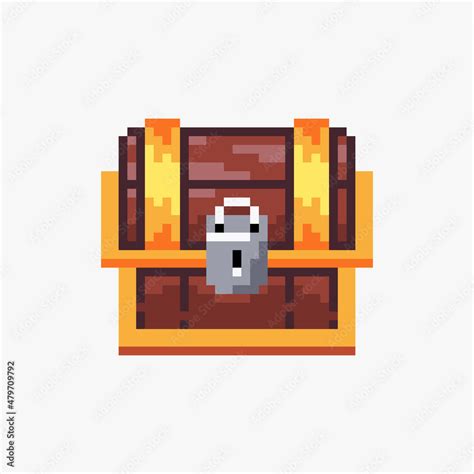 Treasure chest in pixel art style Stock Vector | Adobe Stock