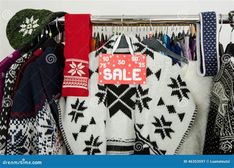 Close Up on a Big Sale Sign for Winter Clothes. Stock Image - Image of ...