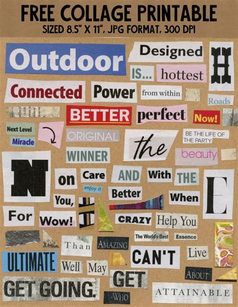 freebie: printable magazine words collage sheet – HG Designs