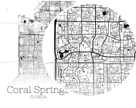 Coral Springs Map INSTANT DOWNLOAD Coral Springs Florida City | Etsy