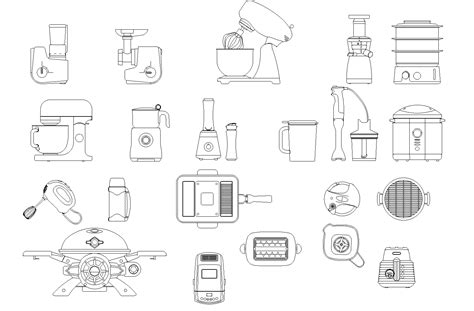 Kitchen appliances plan detail dwg. - Cadbull