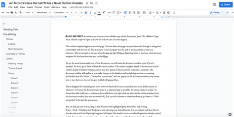 Save the Cat! Writes a Novel Outlining Template for Google Docs — Jen Terpstra | Novel writing ...