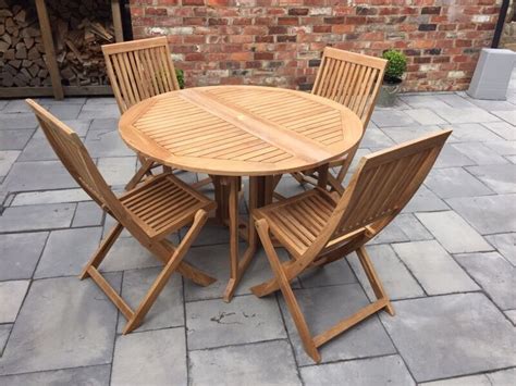 Garden table and chairs (wooden, teak, bistro, set, B&Q, patio) | in East Boldon, Tyne and Wear ...