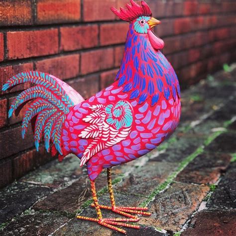 Chicken sculpture hand painted rooster chicken kitchen