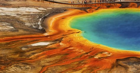 Hike above Grand Prismatic Spring, Yellowstone National Park, Wyoming