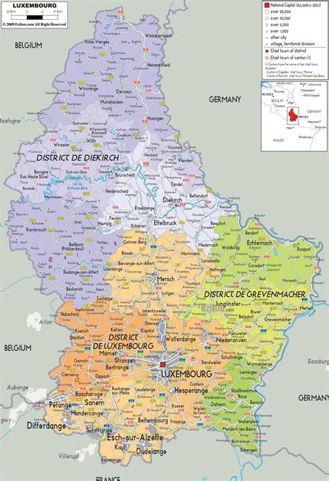 Map of Luxembourg - Luxembourg country map (Western Europe - Europe)