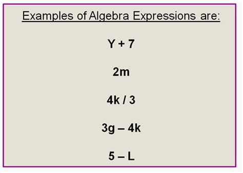 Algebra Expressions | Passy's World of Mathematics