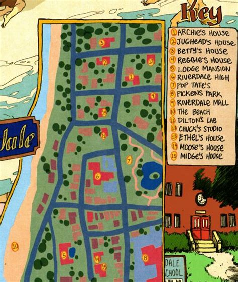 Rebecca Mock's map of Riverdale Archie Comics Riverdale, City Maps, Cartography, Mocking ...