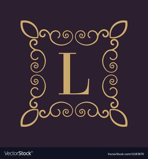 Monogram letter l calligraphic ornament gold Vector Image