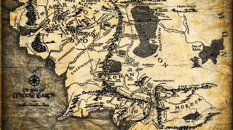 Middle Earth map illustration, Middle-earth, map, The Lord of the Rings HD wallpaper | Wallpaper ...