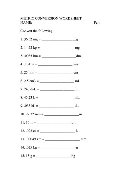 Metric Unit Conversion Worksheet | Measurement worksheets, Metric ...