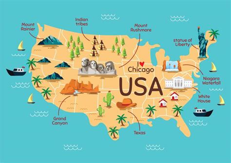 United States Landmark Map 226164 Vector Art at Vecteezy