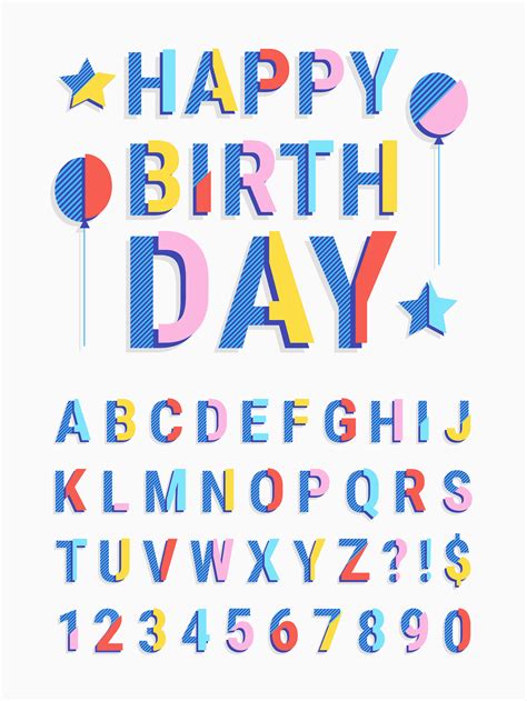 Sliced Striped Geometric Font With Text Happy Birthday 251499 Vector ...