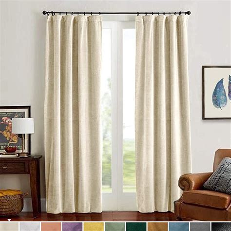 Amazon.com: Lazzzy Beige Velvet Curtains Thermal Insulated Curtains 96 ...