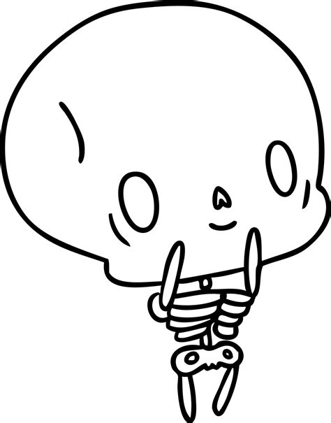 line drawing kawaii cute dead skeleton 8448062 Vector Art at Vecteezy