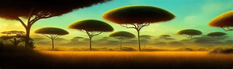 Premium Photo | Wild savanna landscape banner savannah african wildlife with acacia trees grass ...