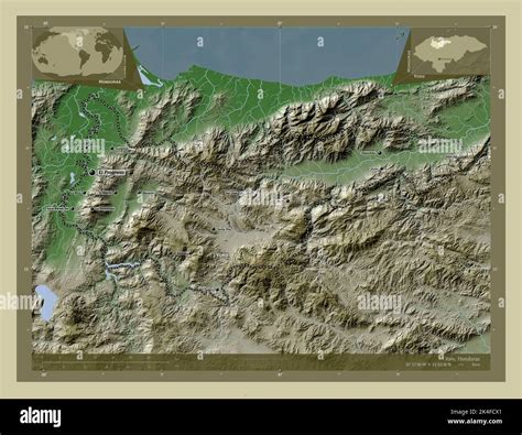 Yoro, department of Honduras. Elevation map colored in wiki style with ...