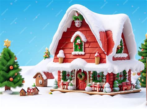 Premium AI Image | 3d little christmas house on beautiful background