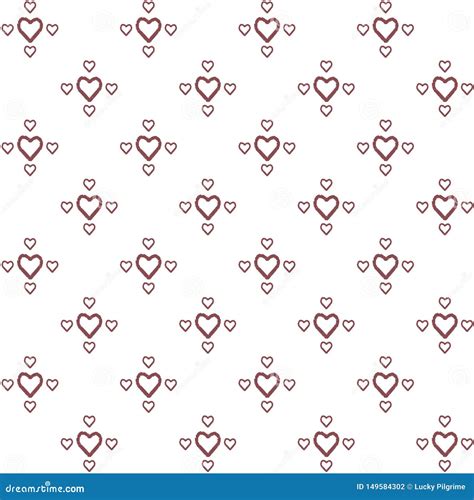 Vector Seamless Pattern of Decorative Hand Drawing Hearts in Minimalist Style Stock Illustration ...