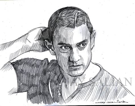 Pencil Drawing Aamir Khan Indian Actor By Jaysalian